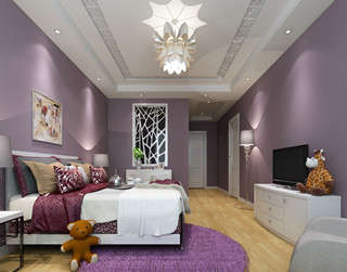 紫色调温馨风格卧室装修效果图-分辨率_1600*1200