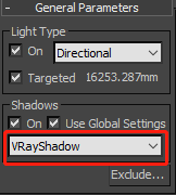 将Shadows类型调整为VRayShadow